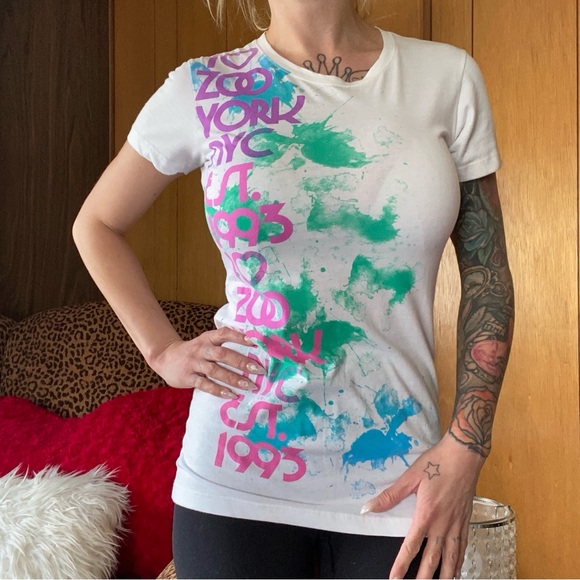 Zoo York Y2K cotton candy paint graphic cotton T shirt - Picture 1 of 4